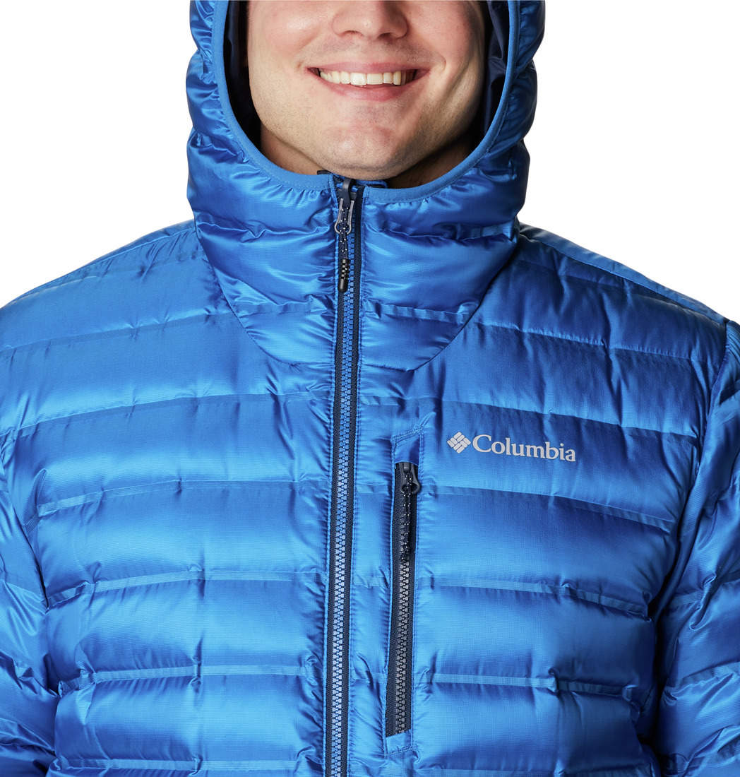 Chaqueta con capucha de plumón Columbia Pebble Peak para hombre, color azul indigo