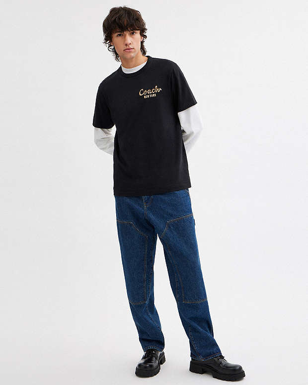 New Year Coach Snake Script T Shirt In Organic Cotton