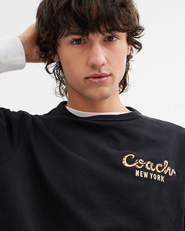 New Year Coach Snake Script T Shirt In Organic Cotton