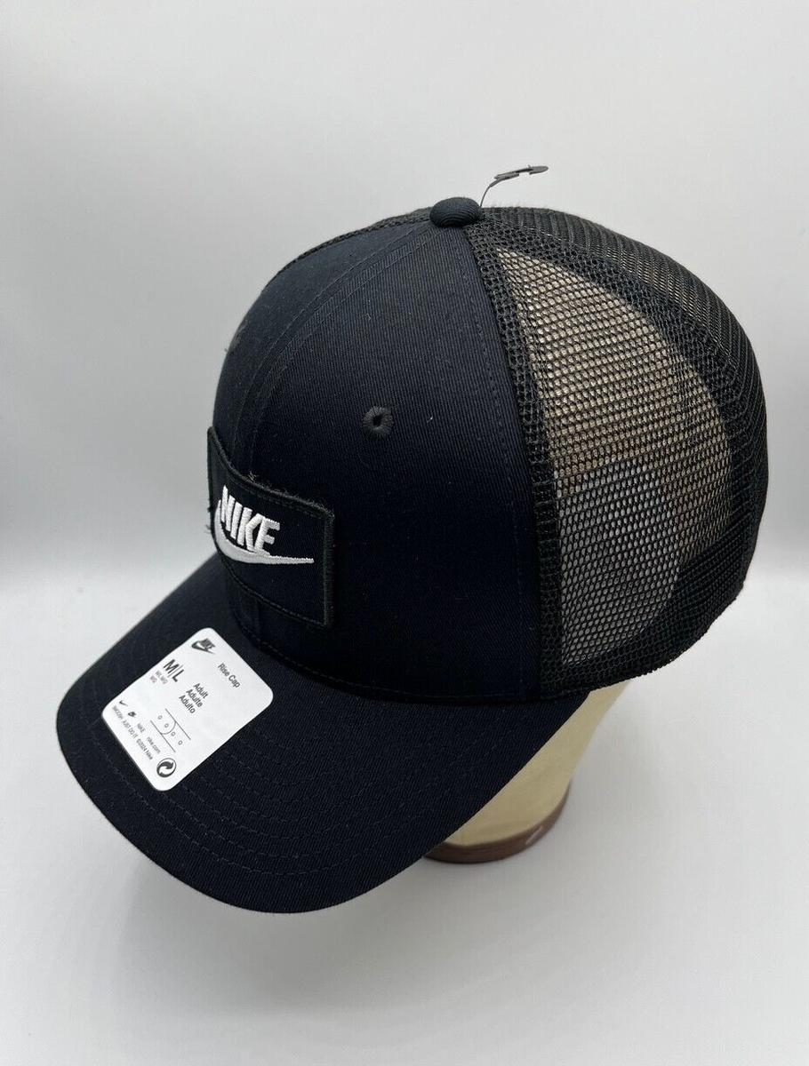 Nike Just Do it Unisex L/XL Rise Snapback Trucker Cap Hat Black White