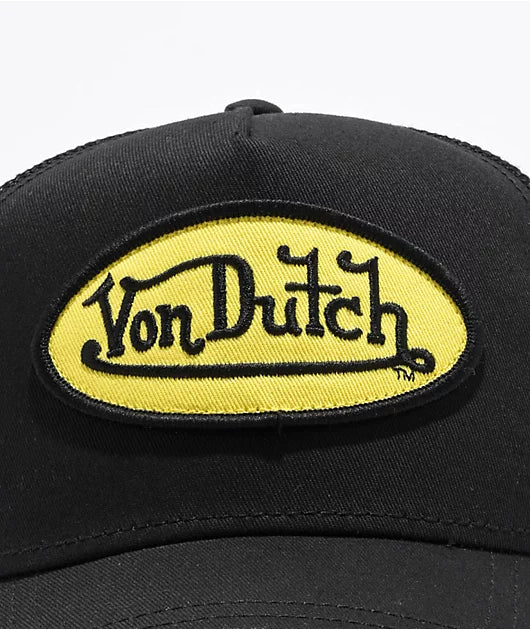 Gorra de camionero negra y amarilla de Von Dutch