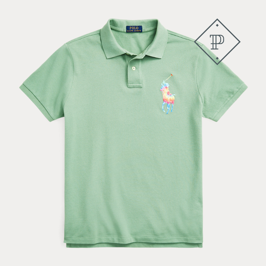 Camiseta tipo polo de malla Tie-Dye Big Pony