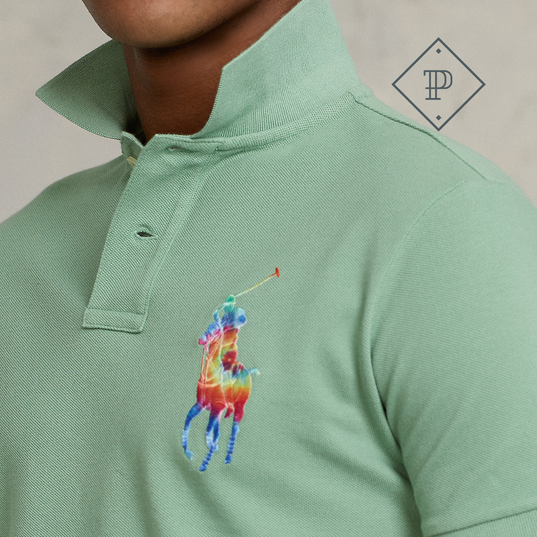 Camiseta tipo polo de malla Tie-Dye Big Pony