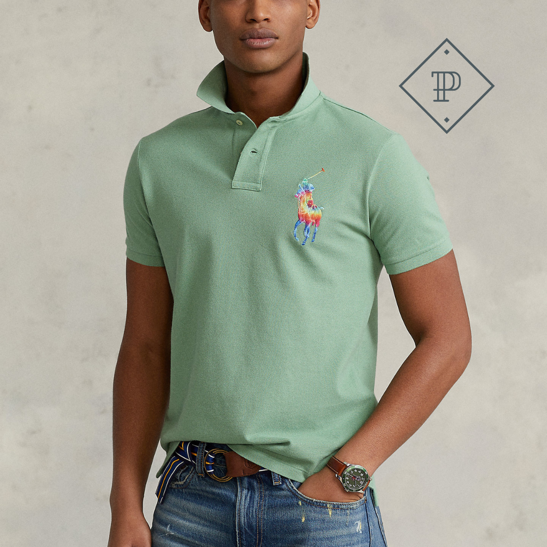 Camiseta tipo polo de malla Tie-Dye Big Pony