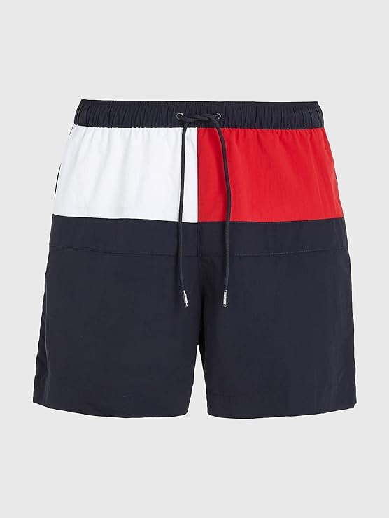 Tommy Hilfiger Pantalones cortos de natación con cordón mediano para hombre de 9¨