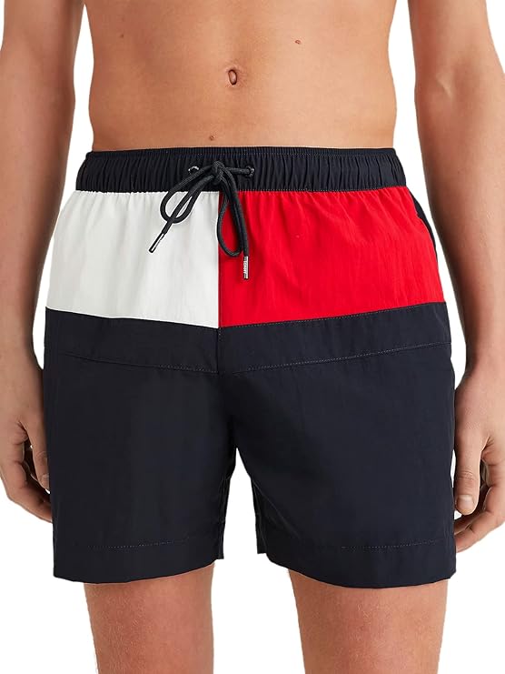 Tommy Hilfiger Pantalones cortos de natación con cordón mediano para hombre de 9¨