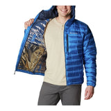 Chaqueta con capucha de plumón Columbia Pebble Peak para hombre, color azul indigo