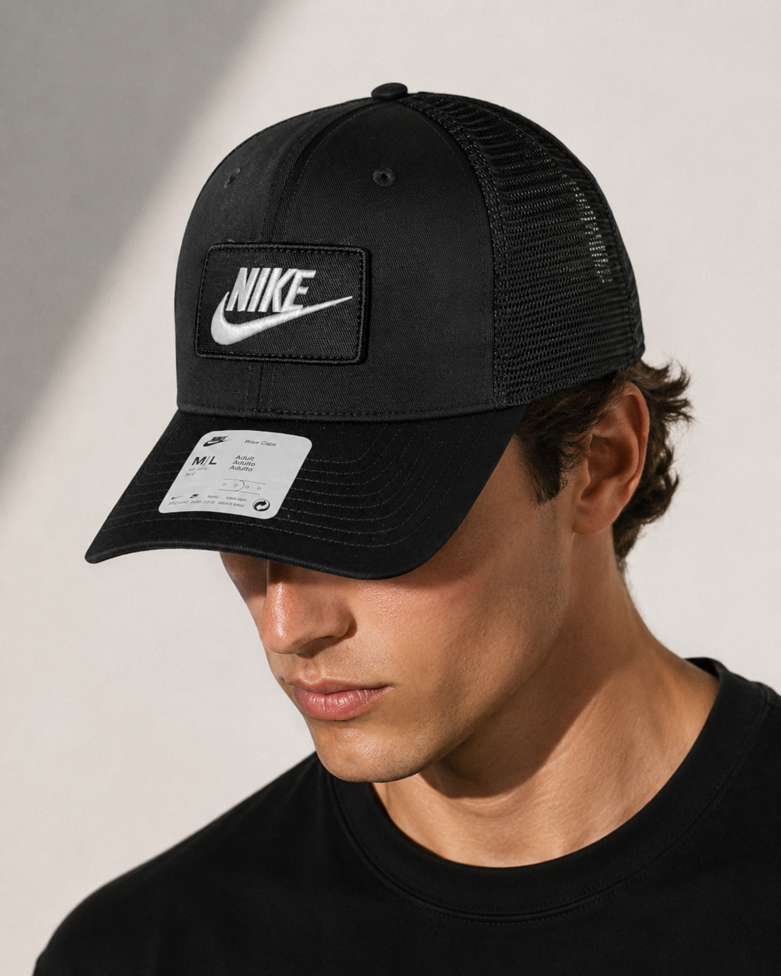 Nike Just Do it Unisex  Rise Snapback Trucker Cap Hat Black White