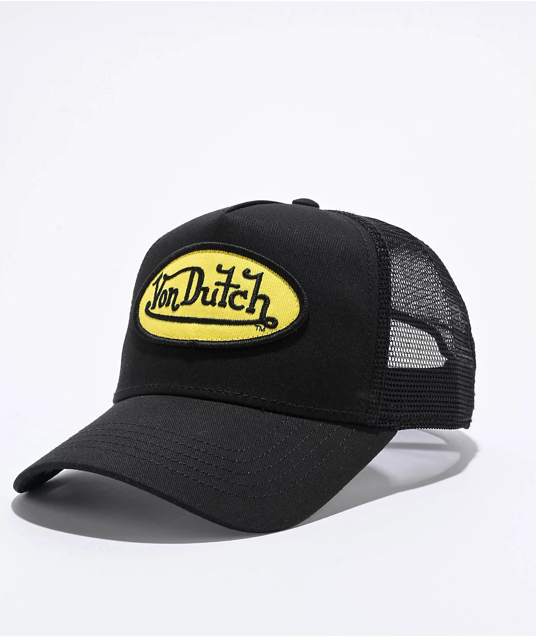 Gorra de camionero negra y amarilla de Von Dutch